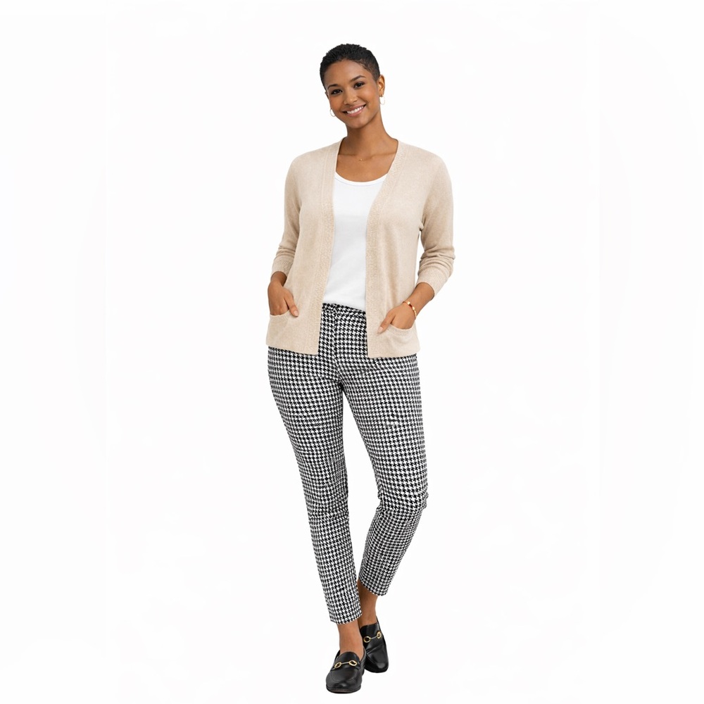 Hybrid & Company Houndstooth Skinny Pants Black White Stretch Size 1X